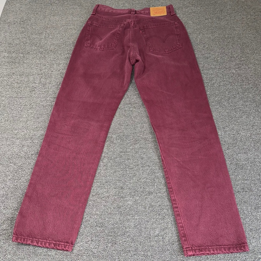 Levis 501 Original Fit Jeans Burgundy Maroon Straight Leg Sz 26 Retro Streetwear